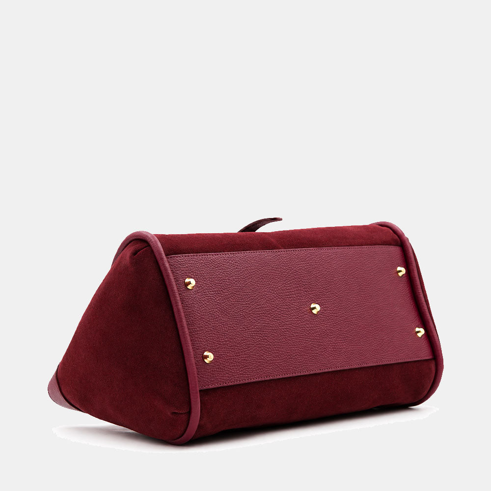 Borsa Donna a Spalla VIAVERDI in Camoscio e Pelle Bordeaux Made in Italy linea Cortona