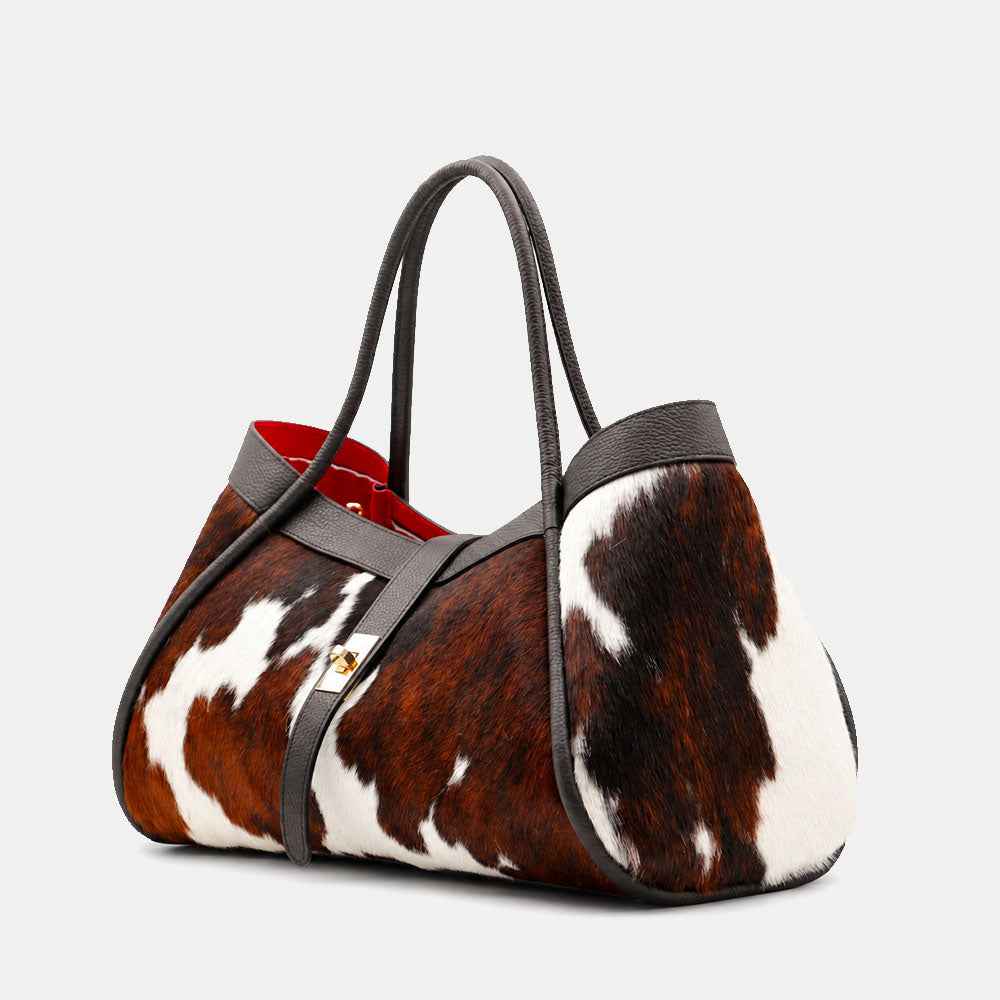 Borsa Donna a Spalla VIAVERDI in Cavallino e Pelle Nera Made in Italy linea Cortona