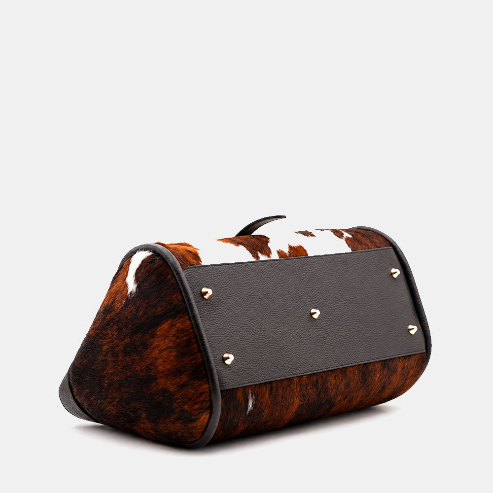 Borsa Donna a Spalla VIAVERDI in Cavallino e Pelle Nera Made in Italy linea Cortona