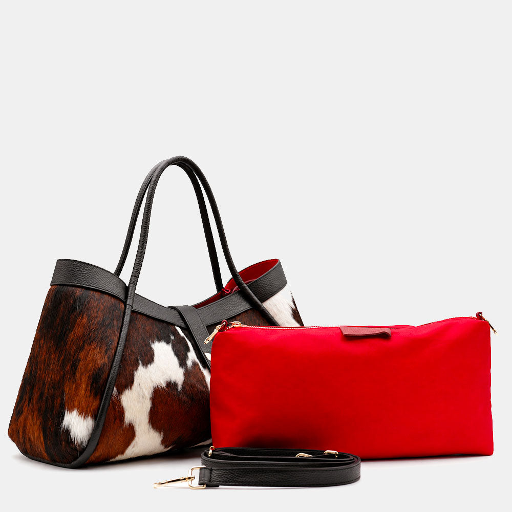 Borsa Donna a Spalla VIAVERDI in Cavallino e Pelle Nera Made in Italy linea Cortona