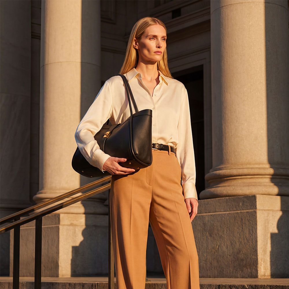 Borsa Donna a Spalla VIAVERDI in Pelle Nera Made in Italy linea Cortona