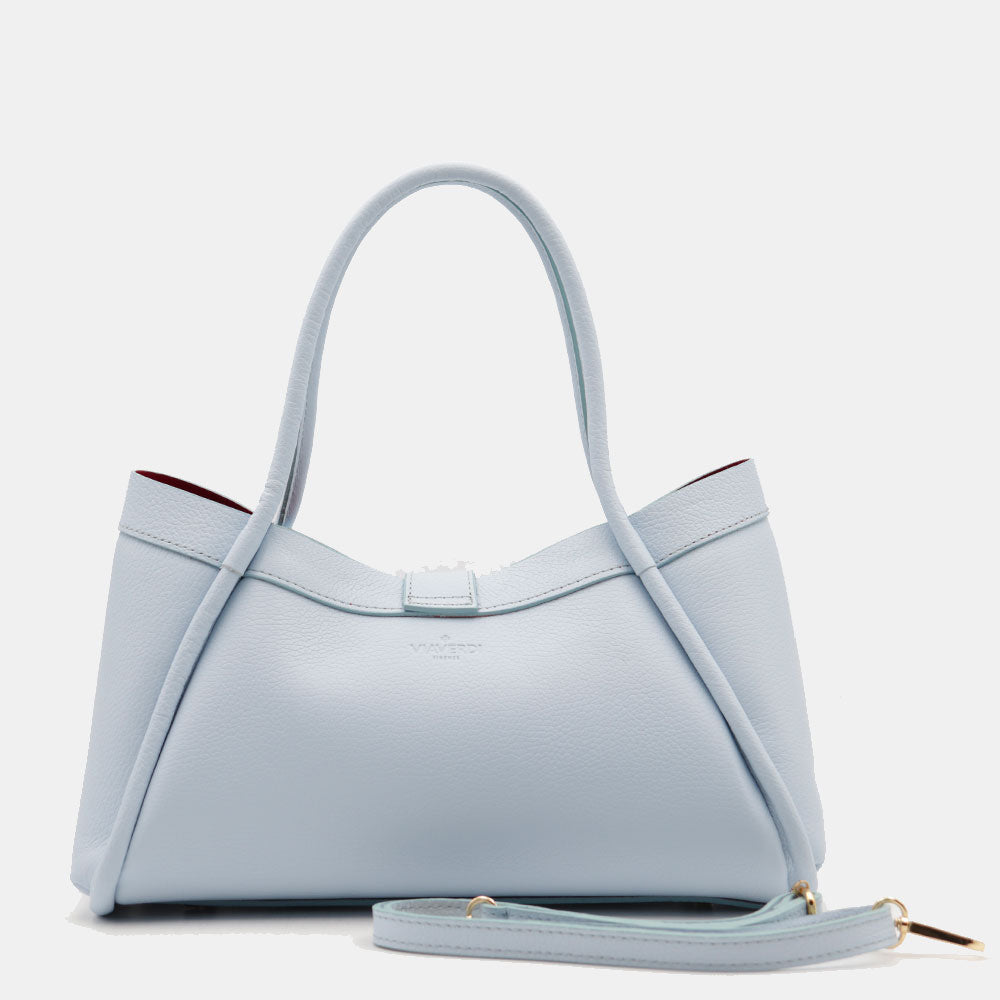 Borsa Donna a Mano VIAVERDI in Pelle Celeste Made in Italy linea Cortona
