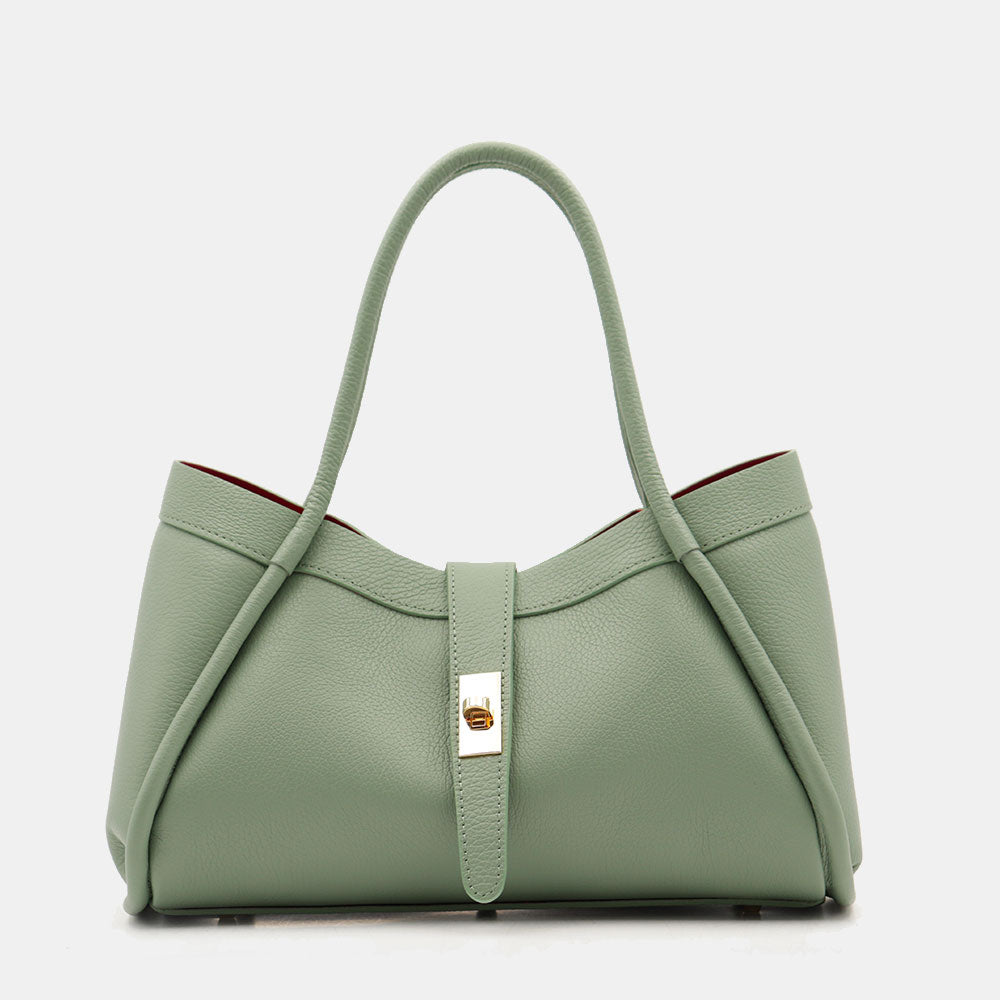 Borsa Donna a Mano VIAVERDI in Pelle Verde Menta Made in Italy linea Cortona