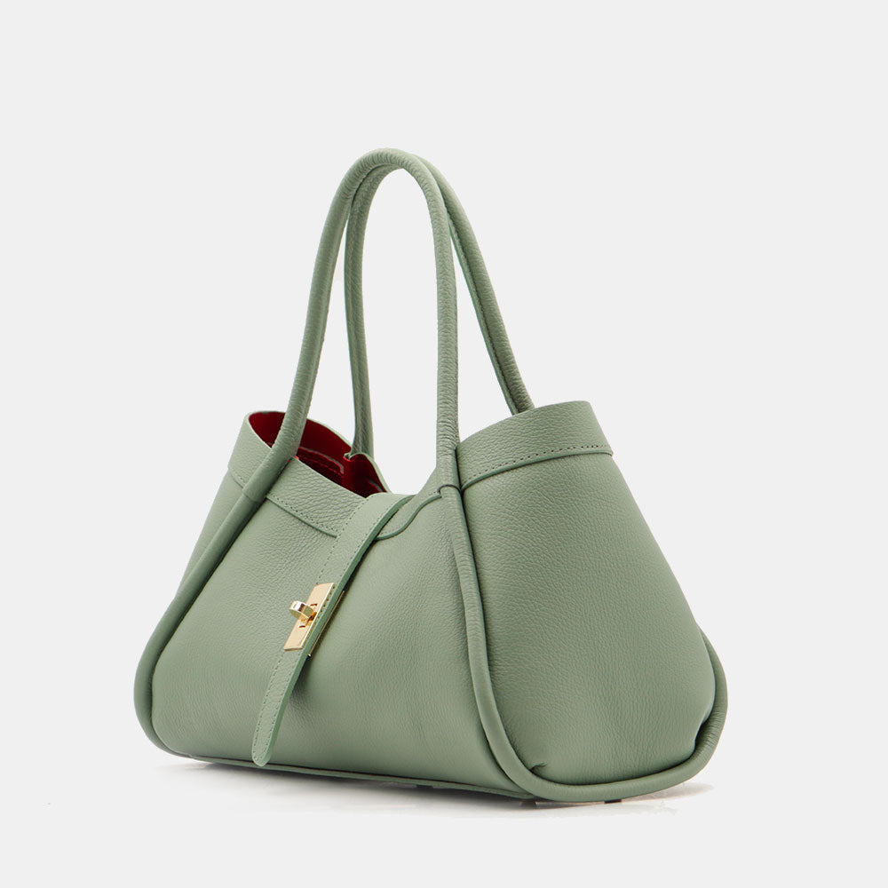 Borsa Donna a Mano VIAVERDI in Pelle Verde Menta Made in Italy linea Cortona