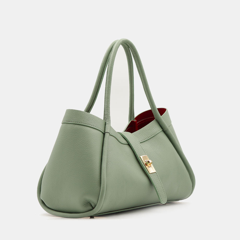 Borsa Donna a Mano VIAVERDI in Pelle Verde Menta Made in Italy linea Cortona