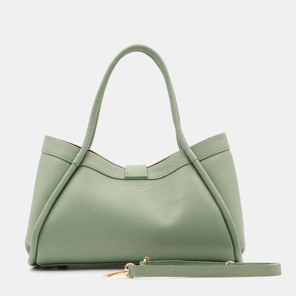 Borsa Donna a Mano VIAVERDI in Pelle Verde Menta Made in Italy linea Cortona