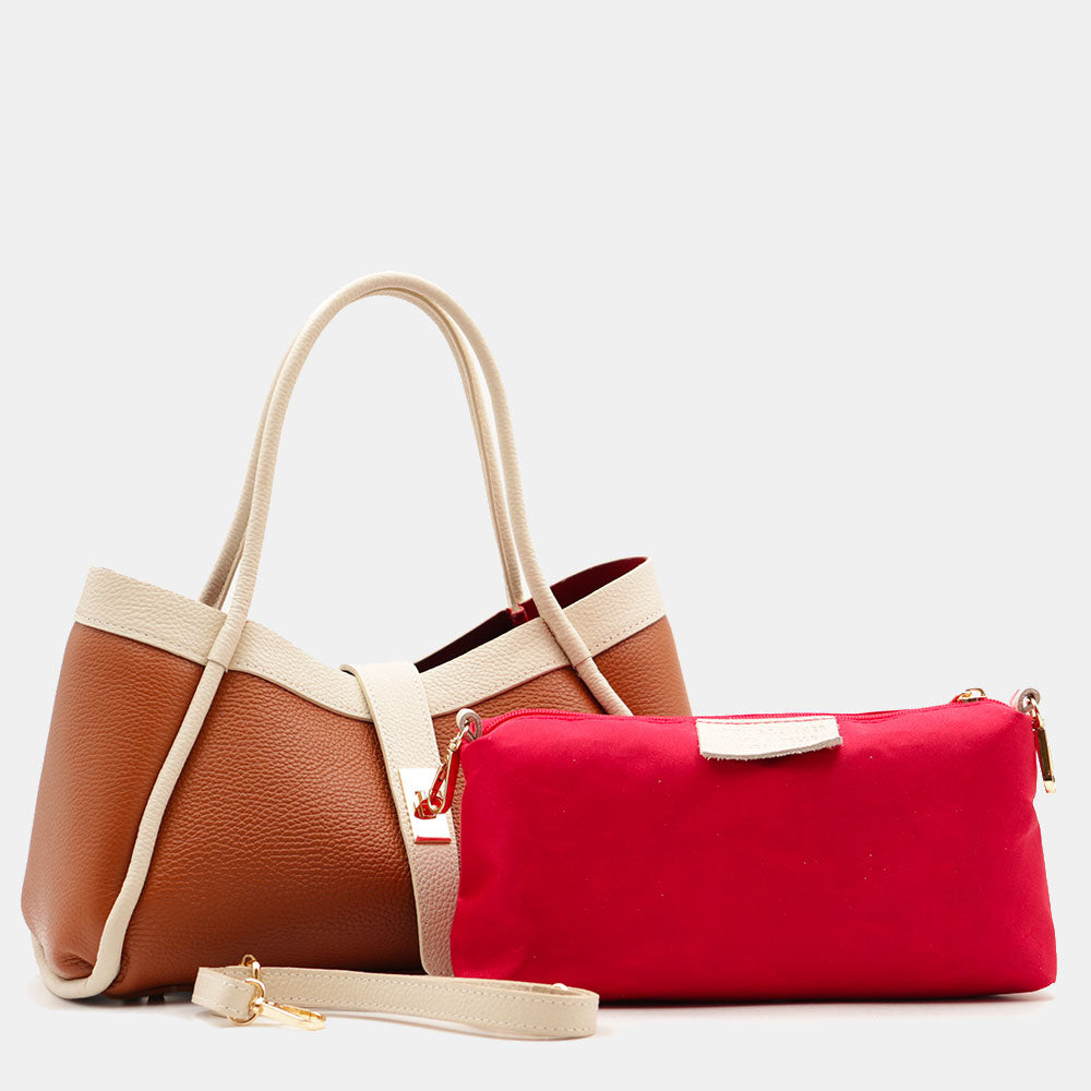 Borsa Donna a Mano VIAVERDI in Pelle Cuoio e Avorio Made in Italy linea Cortona