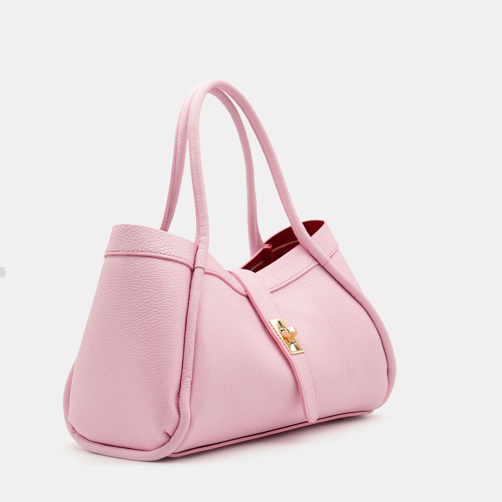 Borsa Donna a Mano VIAVERDI in Pelle Rosa Made in Italy linea Cortona