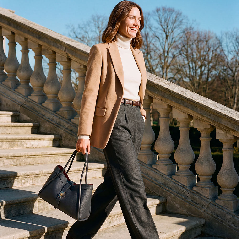 Borsa Donna a Mano VIAVERDI in Pelle Nera Made in Italy linea Cortona