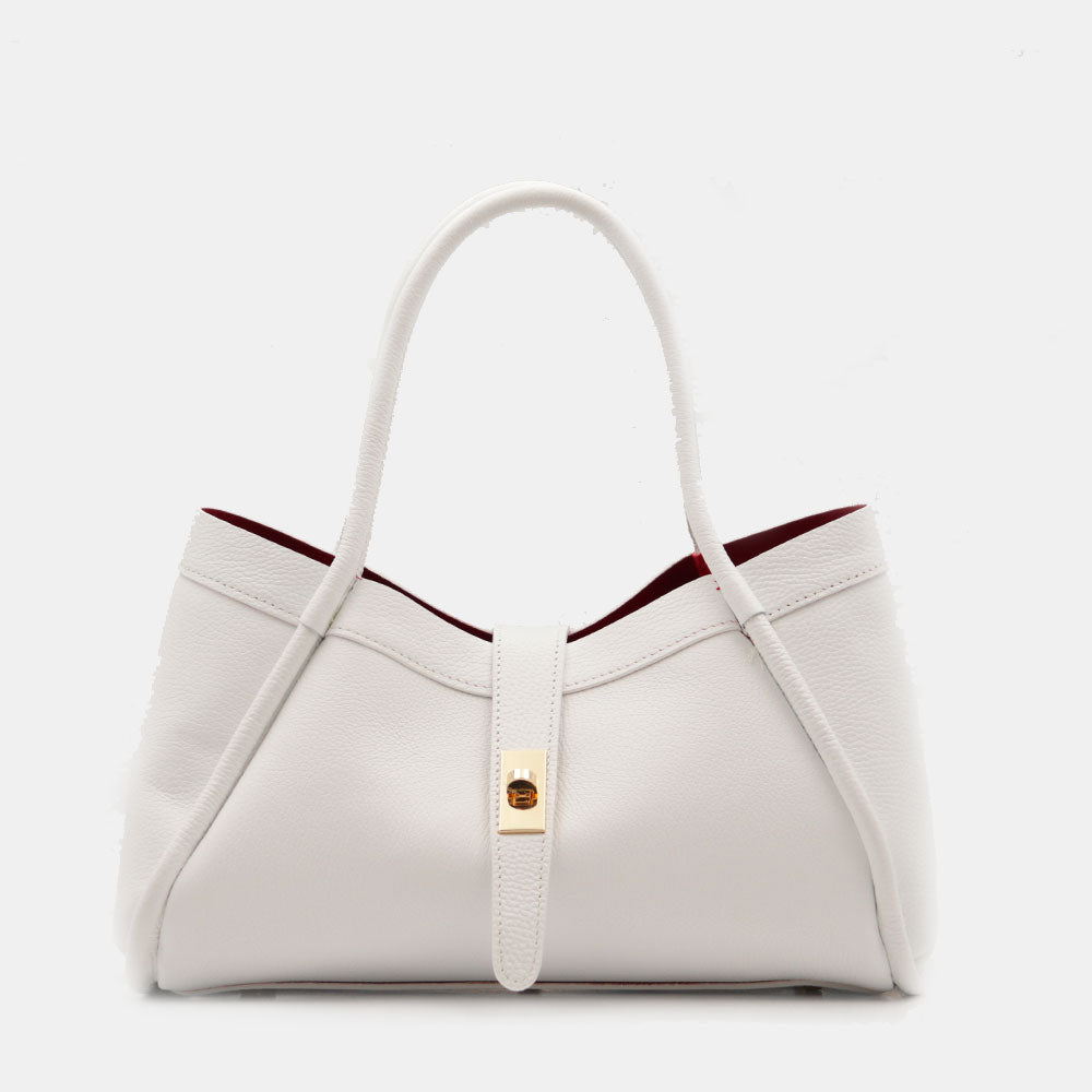 Borsa Donna a Mano VIAVERDI in Pelle Bianca Made in Italy linea Cortona