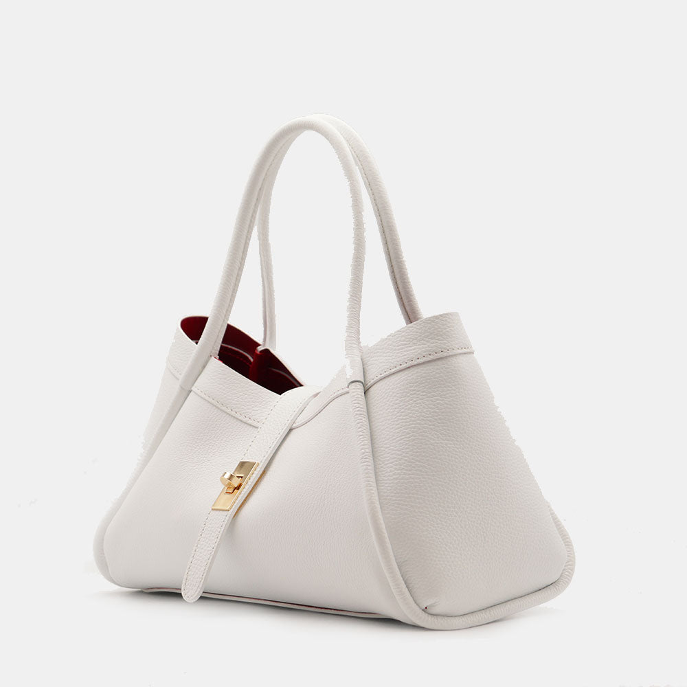 Borsa Donna a Mano VIAVERDI in Pelle Bianca Made in Italy linea Cortona