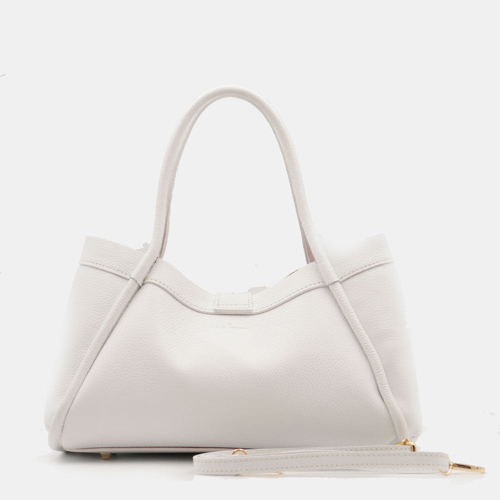 Borsa Donna a Mano VIAVERDI in Pelle Bianca Made in Italy linea Cortona