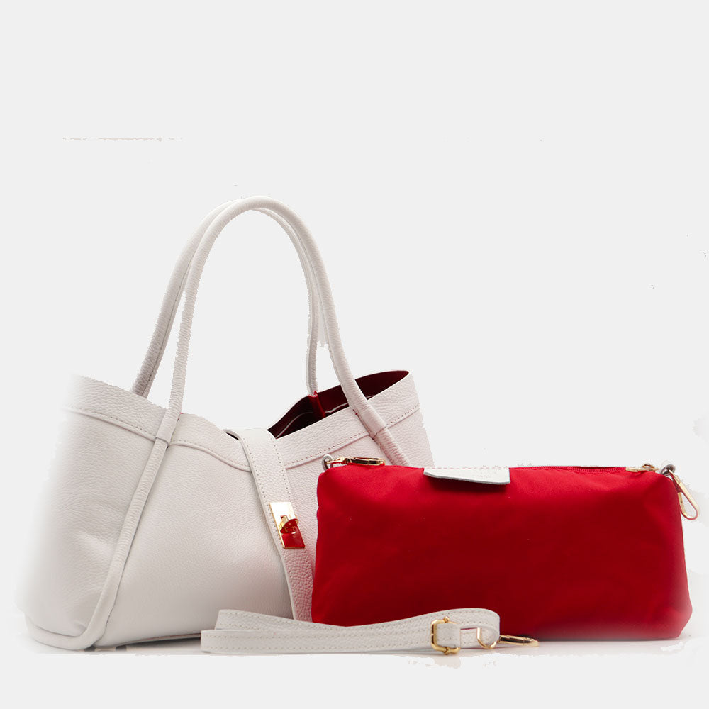 Borsa Donna a Mano VIAVERDI in Pelle Bianca Made in Italy linea Cortona