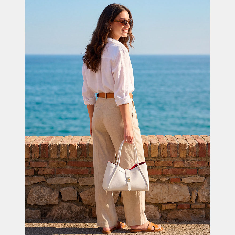 Borsa Donna a Mano VIAVERDI in Pelle Bianca Made in Italy linea Cortona