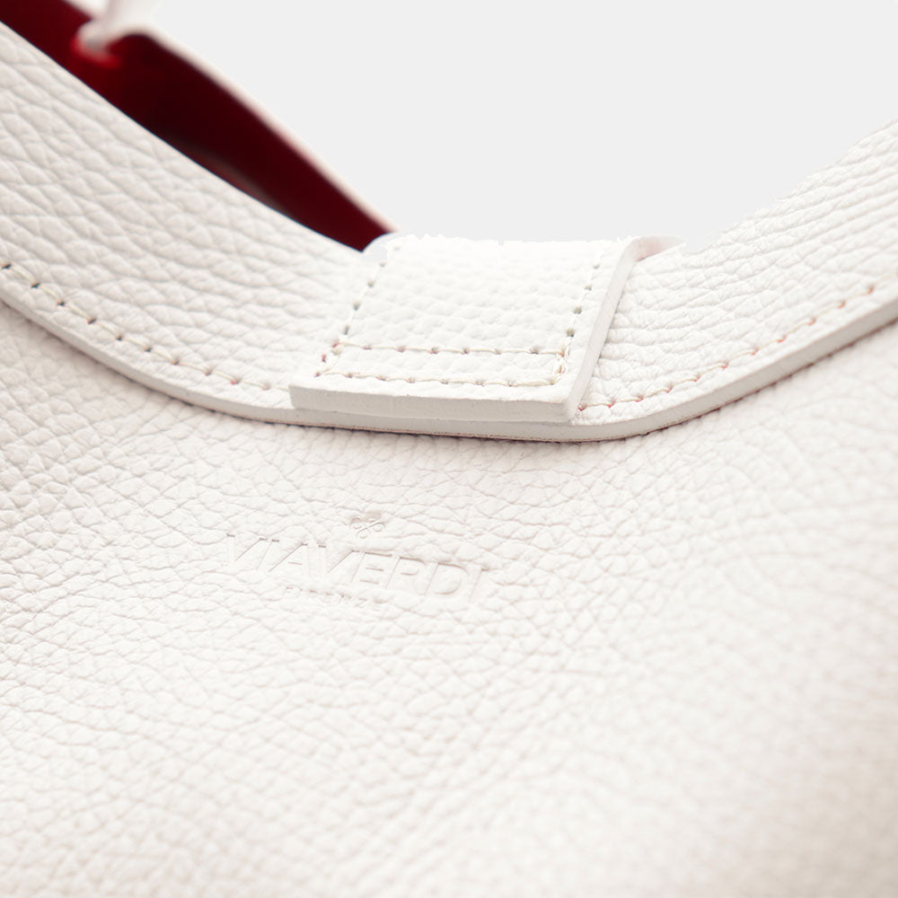 Borsa Donna a Mano VIAVERDI in Pelle Bianca Made in Italy linea Cortona