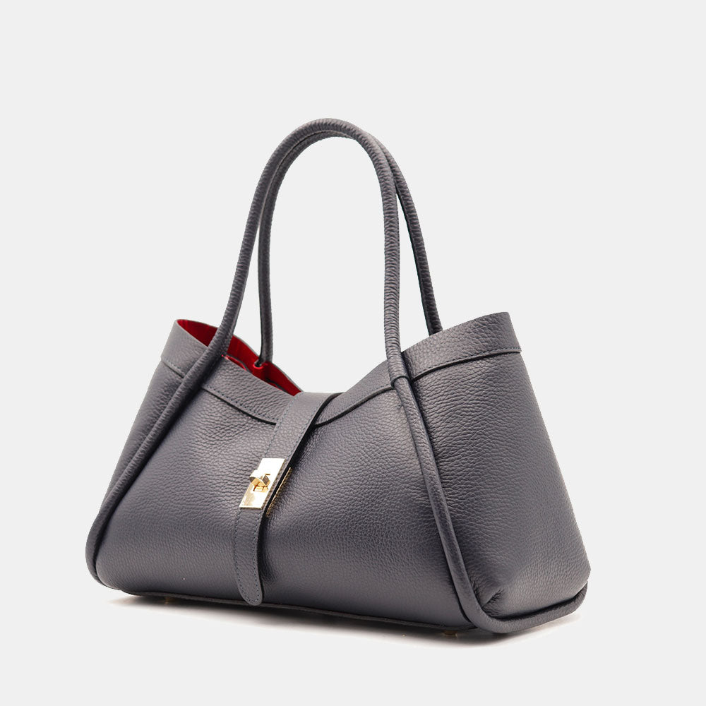 Borsa Donna a Mano VIAVERDI in Pelle Blu Made in Italy linea Cortona