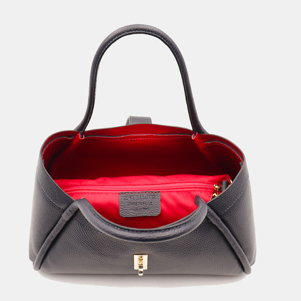 Borsa Donna a Mano VIAVERDI in Pelle Blu Made in Italy linea Cortona