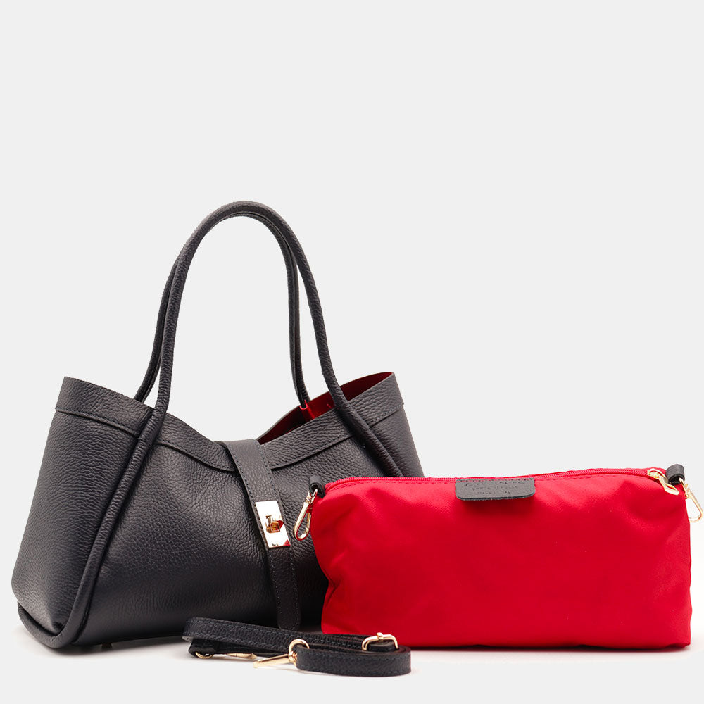 Borsa Donna a Mano VIAVERDI in Pelle Blu Made in Italy linea Cortona