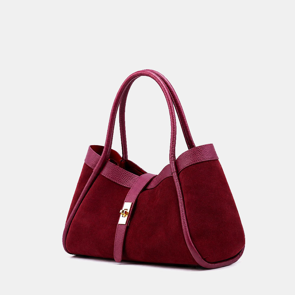 Handbag ViaVerdi in Suede and Burgundy Leather Made in Italy – Line Cortona
