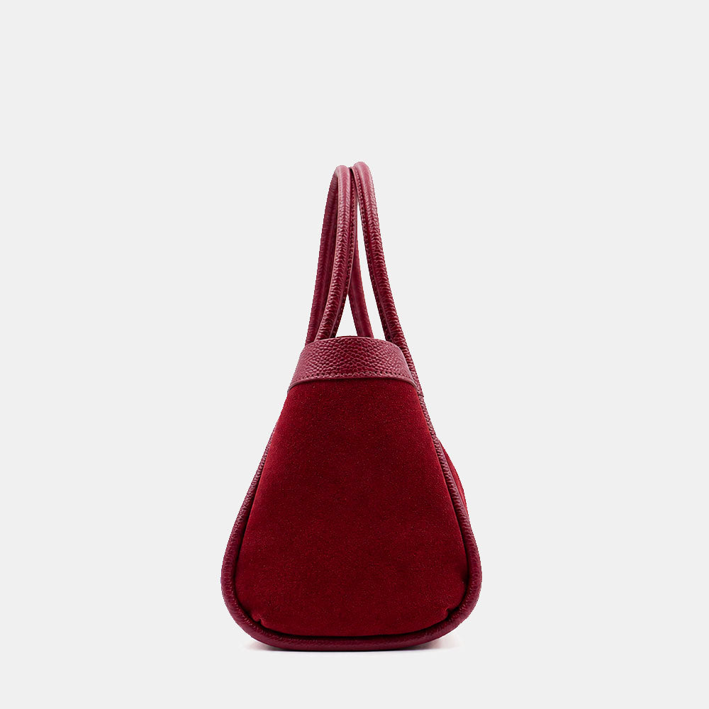 Handbag ViaVerdi in Suede and Burgundy Leather Made in Italy – Line Cortona
