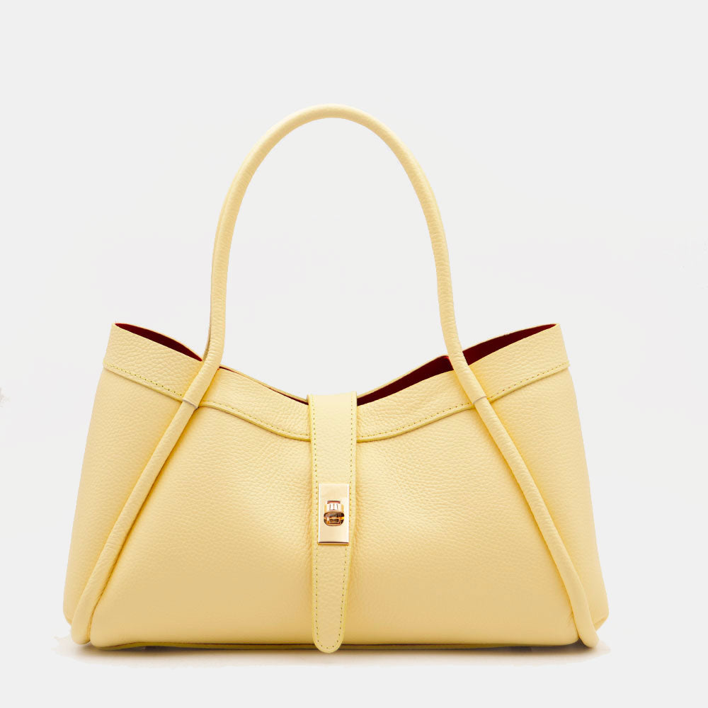 Borsa Donna a Mano VIAVERDI in Pelle Gialla Made in Italy linea Cortona