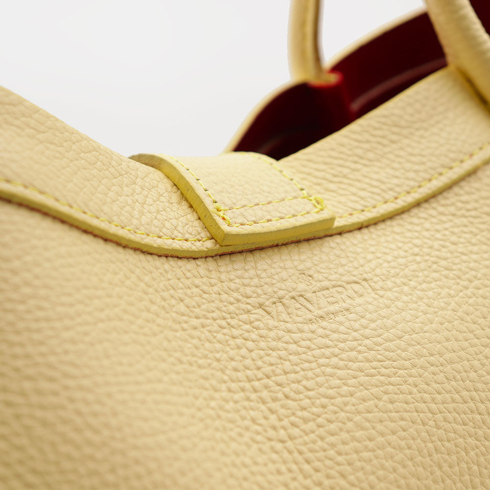 Borsa Donna a Mano VIAVERDI in Pelle Gialla Made in Italy linea Cortona