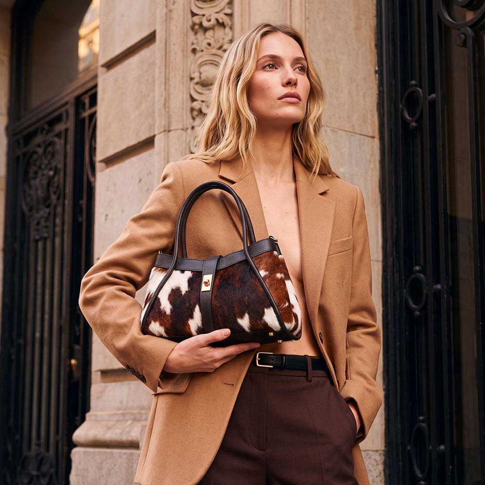 Borsa Donna a Mano VIAVERDI Pelle e Cavallino Muccato Made in Italy linea Cortona