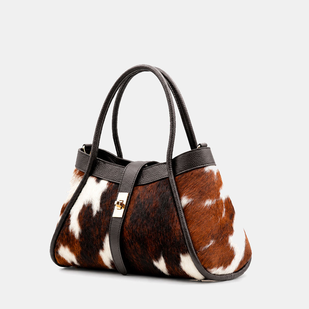 Borsa Donna a Mano VIAVERDI Pelle e Cavallino Muccato Made in Italy linea Cortona
