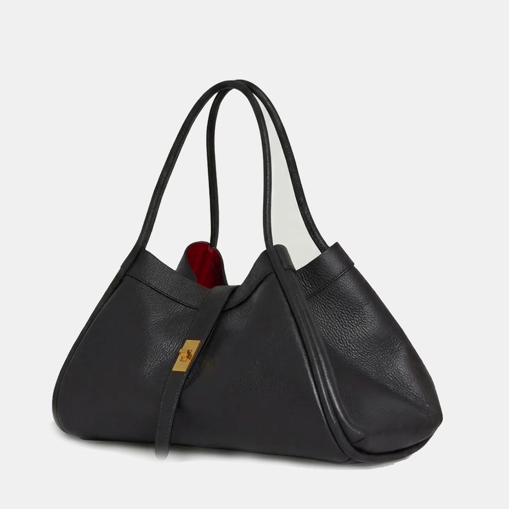 Damen-Handtasche VIAVERDI aus schwarzem Leder Made in Italy Linie Cortona