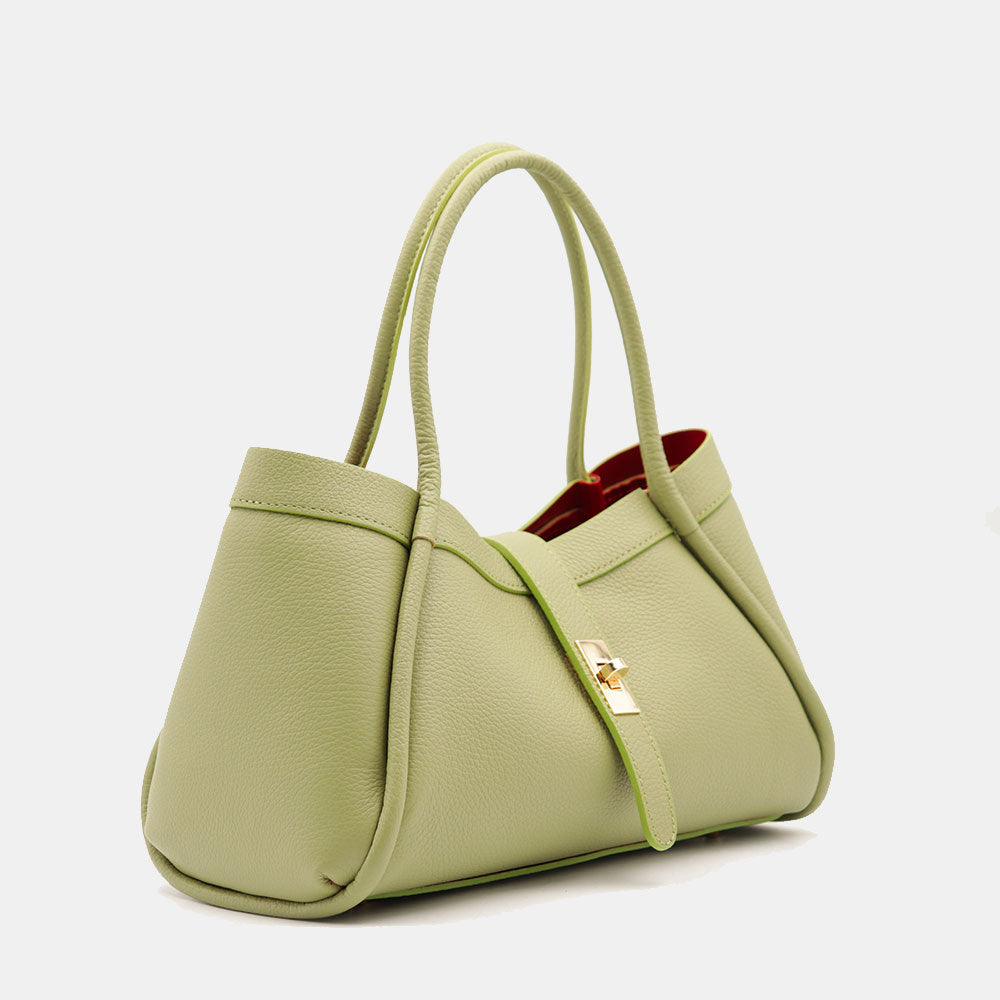 Borsa Donna a Mano VIAVERDI in Pelle Verde Made in Italy linea Cortona