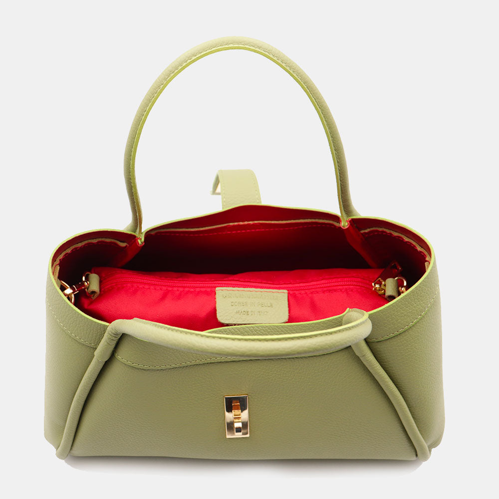 Borsa Donna a Mano VIAVERDI in Pelle Verde Made in Italy linea Cortona