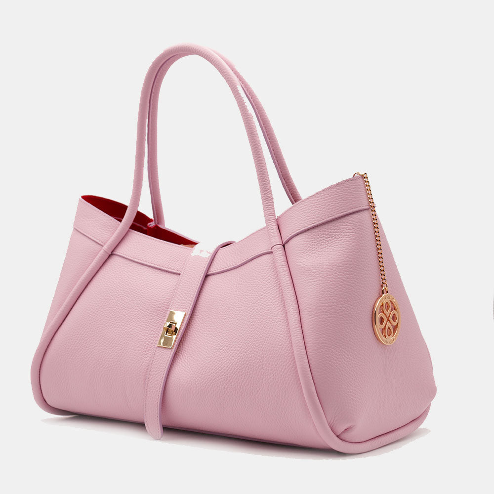 Borsa Donna a Spalla VIAVERDI in Pelle Rosa Made in Italy linea Cortona