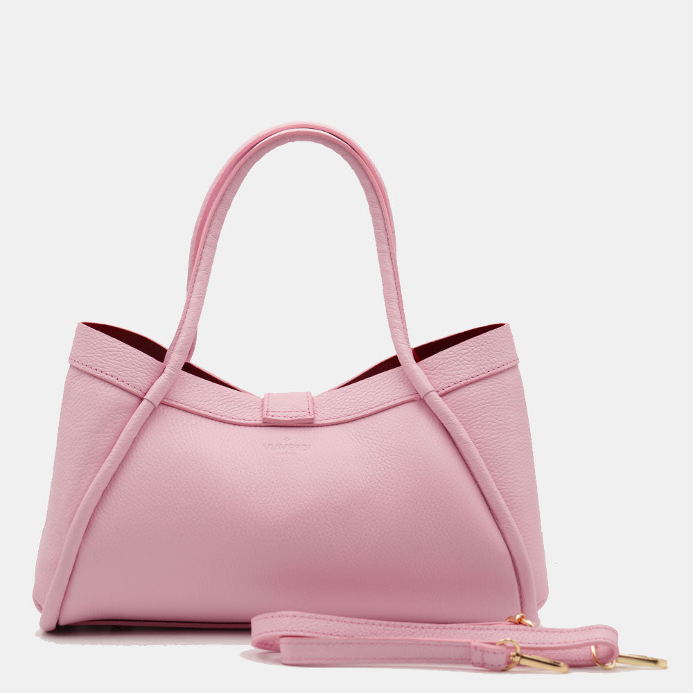 Borsa Donna a Mano VIAVERDI in Pelle Rosa Made in Italy linea Cortona