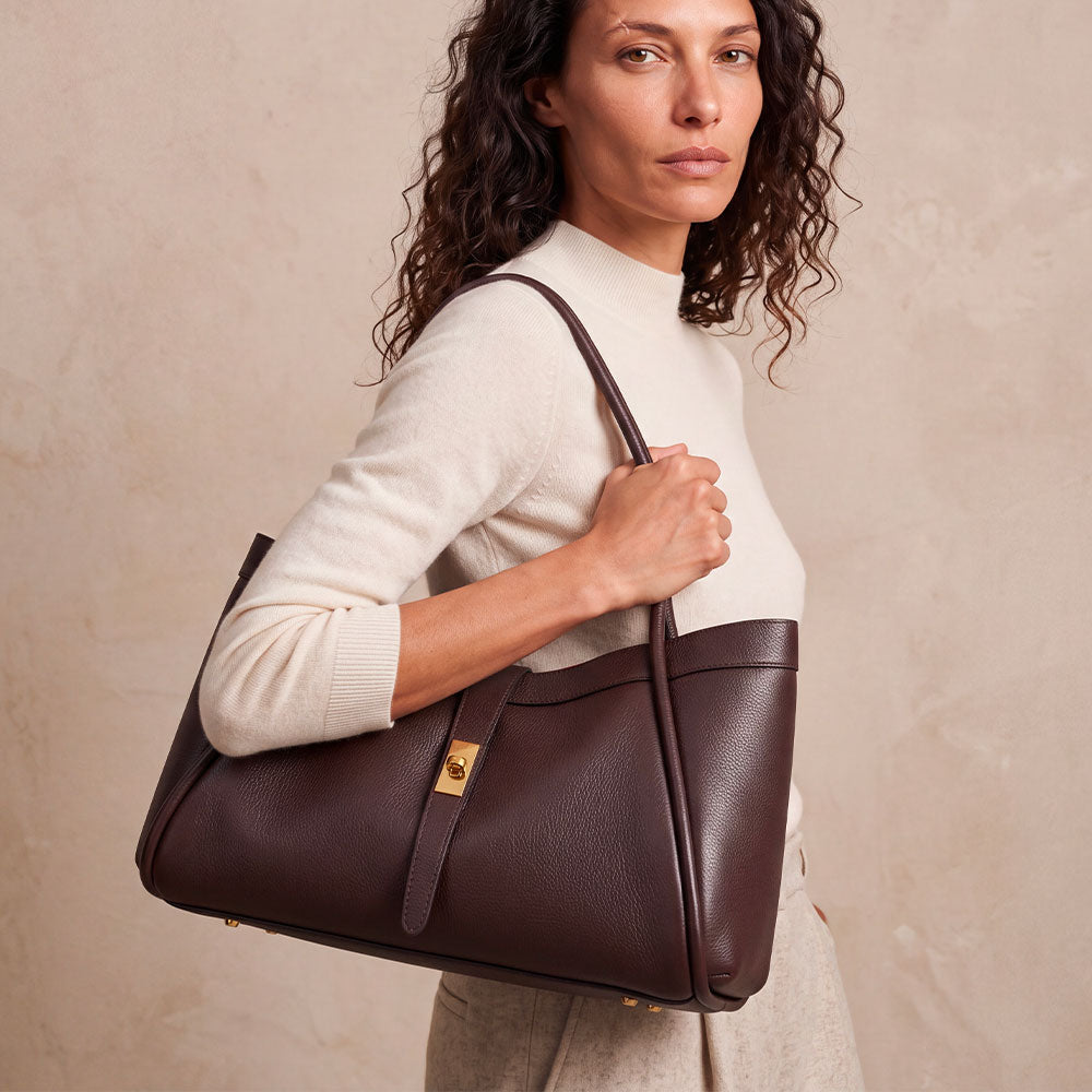 Borsa Donna a Spalla VIAVERDI in Pelle Testa di Moro Made in Italy linea Cortona
