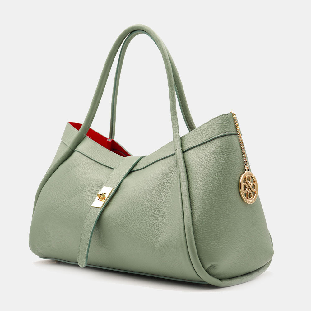 Borsa Donna a Spalla VIAVERDI in Pelle Verde Menta Made in Italy linea Cortona