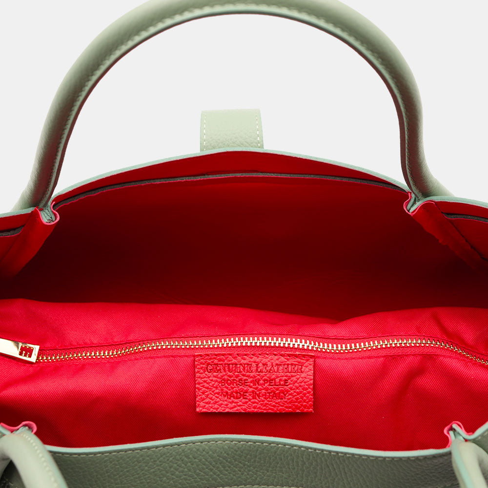 Borsa Donna a Spalla VIAVERDI in Pelle Verde Menta Made in Italy linea Cortona