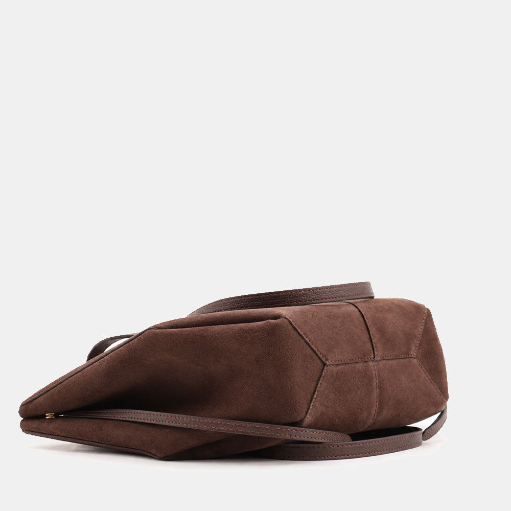 Borsa Doppio Manico a Mano e Spalla VIAVERDI in Camoscio Testa di Moro Made in Italy linea Capalbio