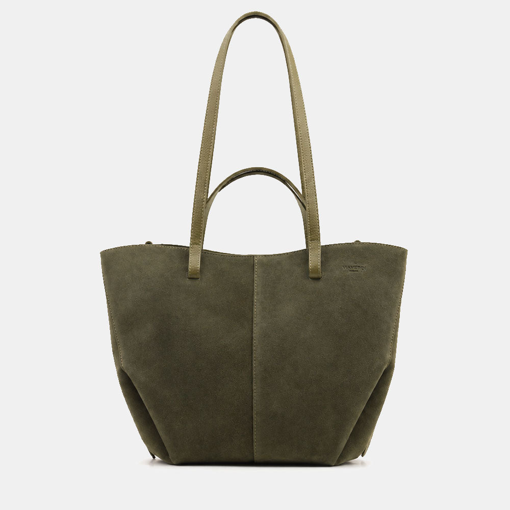 Borsa Doppio Manico a Mano e Spalla VIAVERDI in Camoscio Verde Made in Italy linea Capalbio