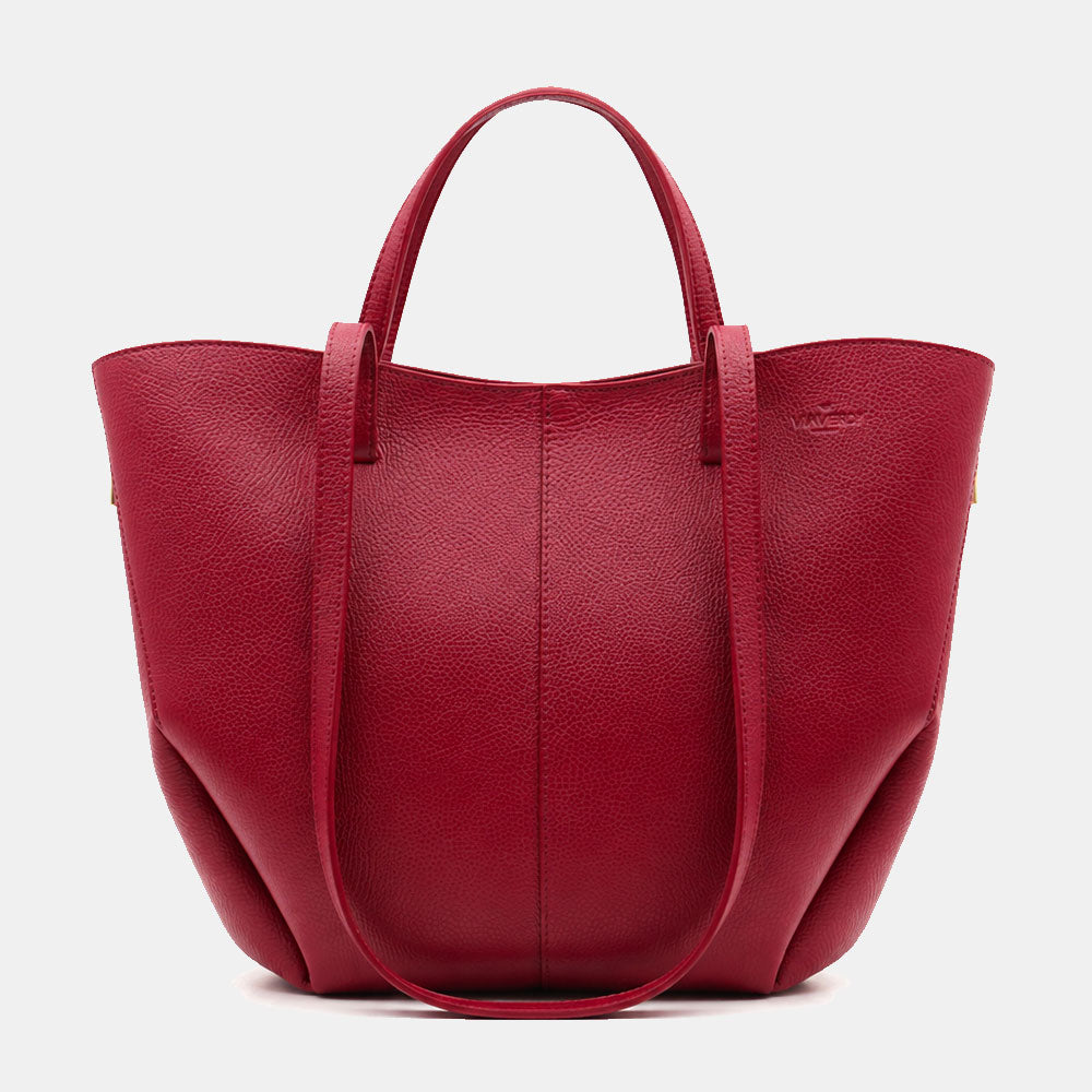 Borsa Doppio Manico a Mano e Spalla VIAVERDI in Pelle Bordeaux Made in Italy linea Capalbio