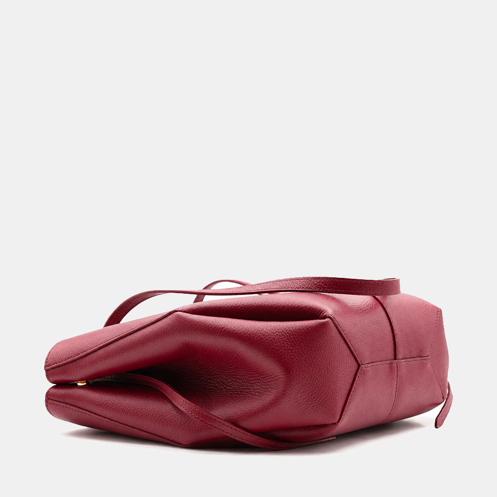 Borsa Doppio Manico a Mano e Spalla VIAVERDI in Pelle Bordeaux Made in Italy linea Capalbio