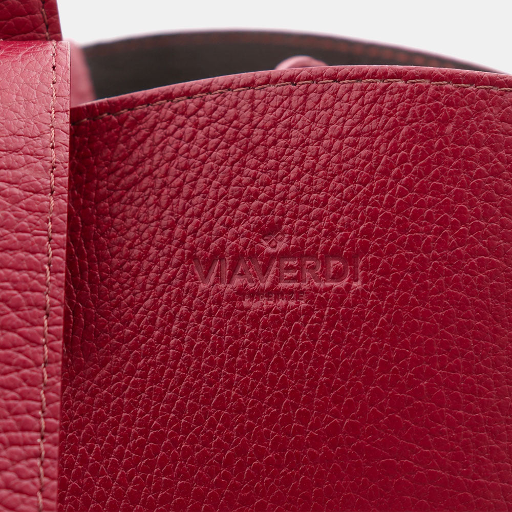 Borsa Doppio Manico a Mano e Spalla VIAVERDI in Pelle Bordeaux Made in Italy linea Capalbio
