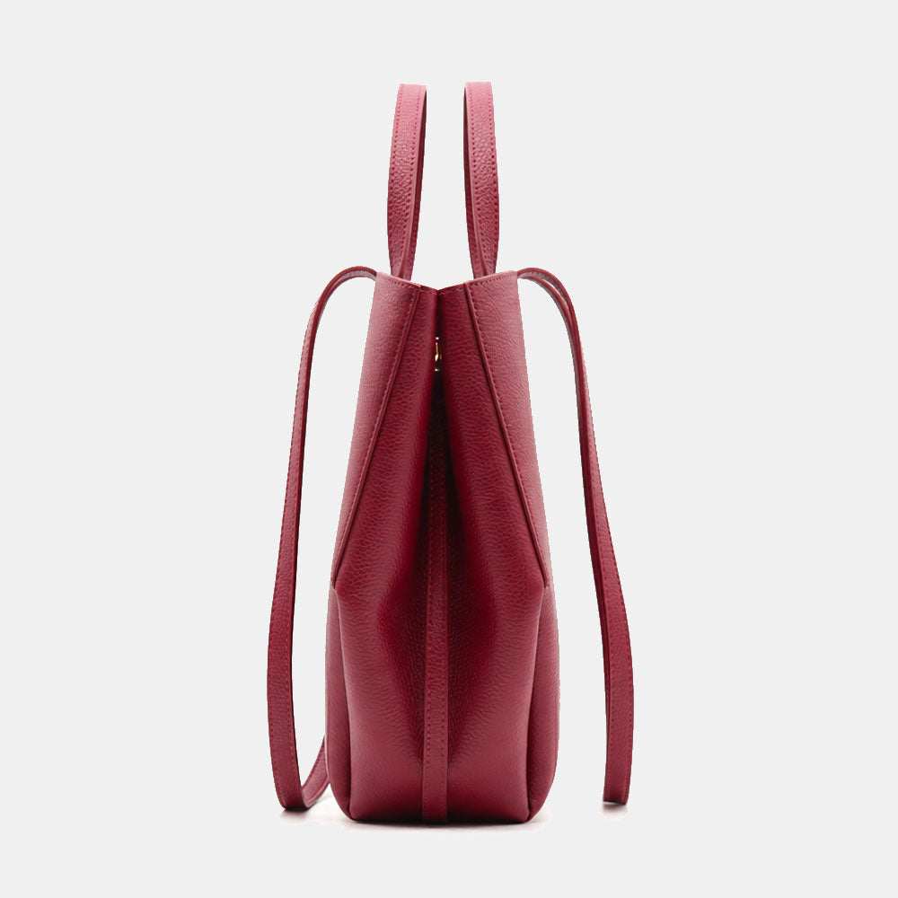Borsa Doppio Manico a Mano e Spalla VIAVERDI in Pelle Bordeaux Made in Italy linea Capalbio