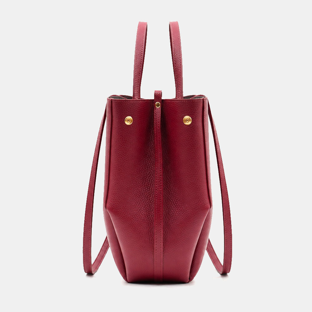 Borsa Doppio Manico a Mano e Spalla VIAVERDI in Pelle Bordeaux Made in Italy linea Capalbio