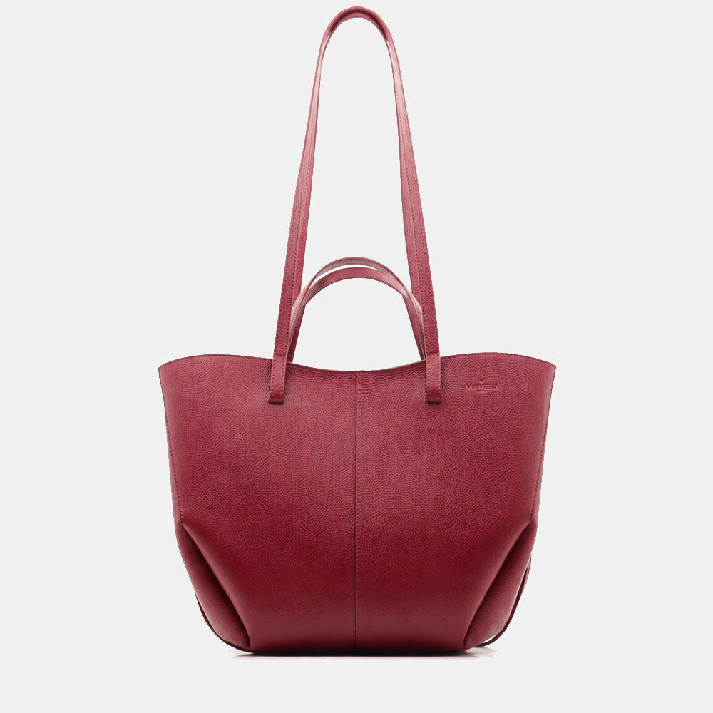 Borsa Doppio Manico a Mano e Spalla VIAVERDI in Pelle Bordeaux Made in Italy linea Capalbio