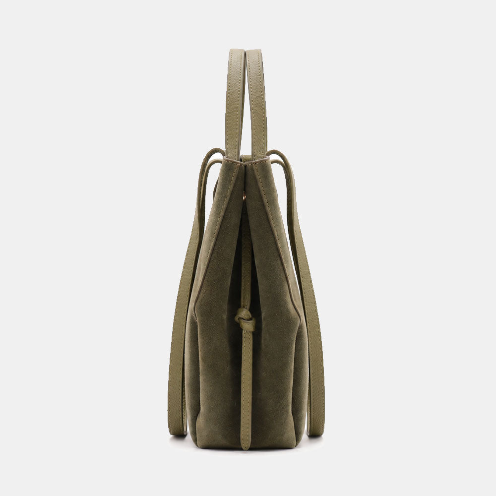Borsa Doppio Manico a Mano e Spalla VIAVERDI in Camoscio Verde Made in Italy linea Capalbio
