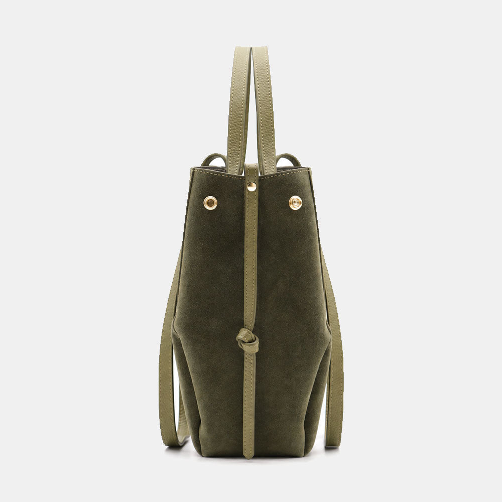 Borsa Doppio Manico a Mano e Spalla VIAVERDI in Camoscio Verde Made in Italy linea Capalbio