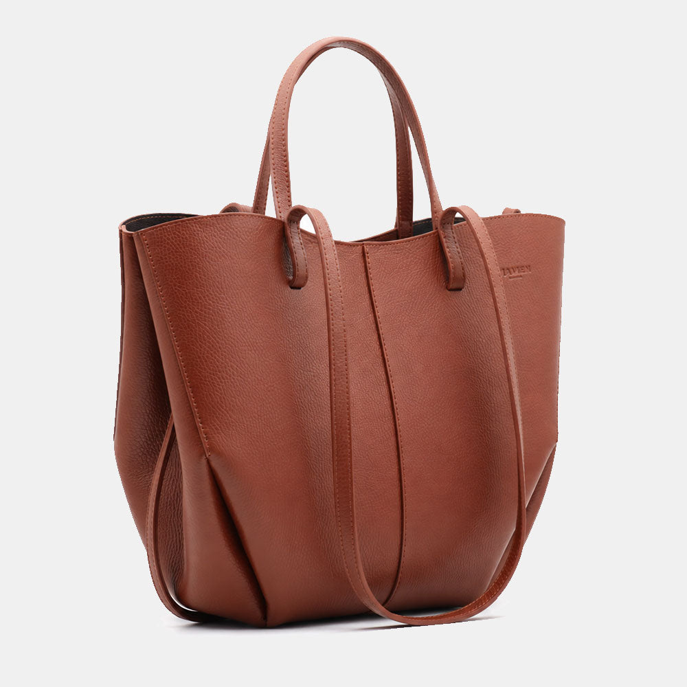 Borsa Doppio Manico a Mano e Spalla VIAVERDI in Pelle Marrone Made in Italy linea Capalbio