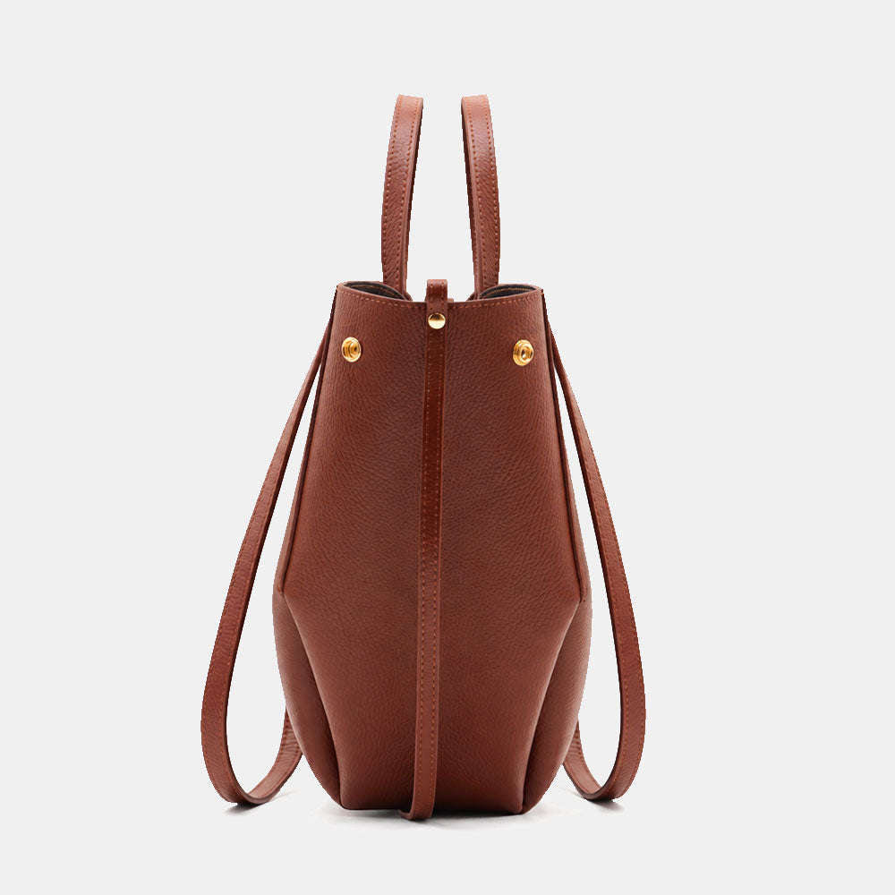 Borsa Doppio Manico a Mano e Spalla VIAVERDI in Pelle Marrone Made in Italy linea Capalbio
