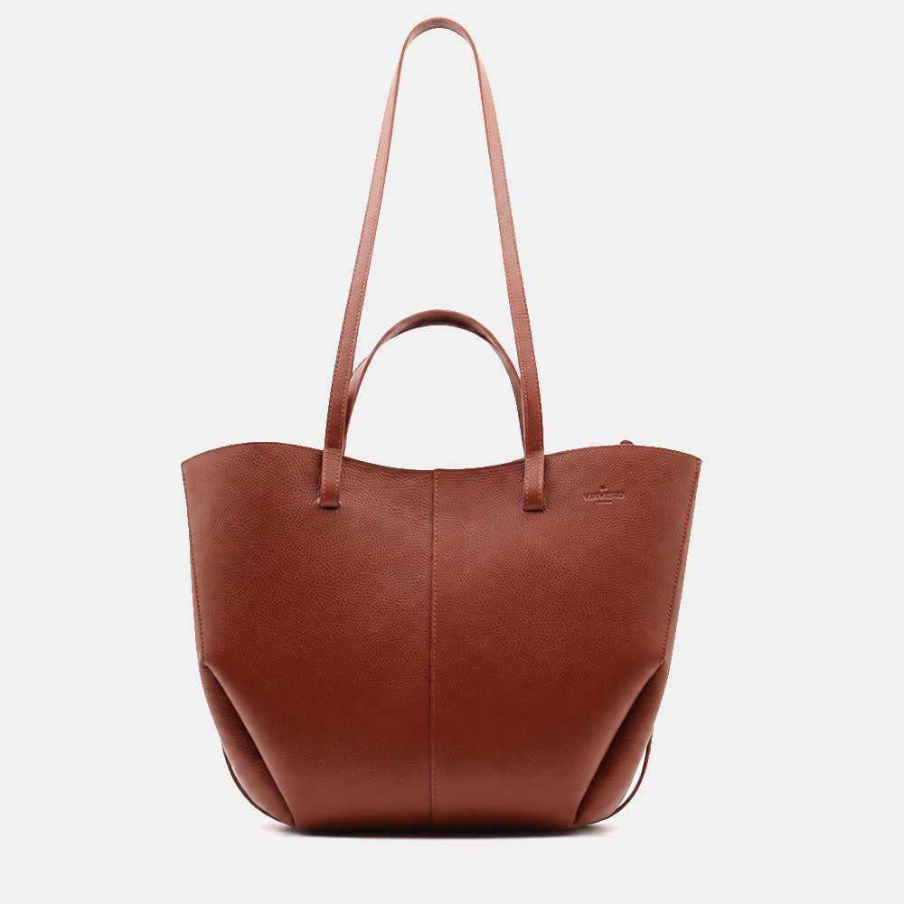 Borsa Doppio Manico a Mano e Spalla VIAVERDI in Pelle Marrone Made in Italy linea Capalbio