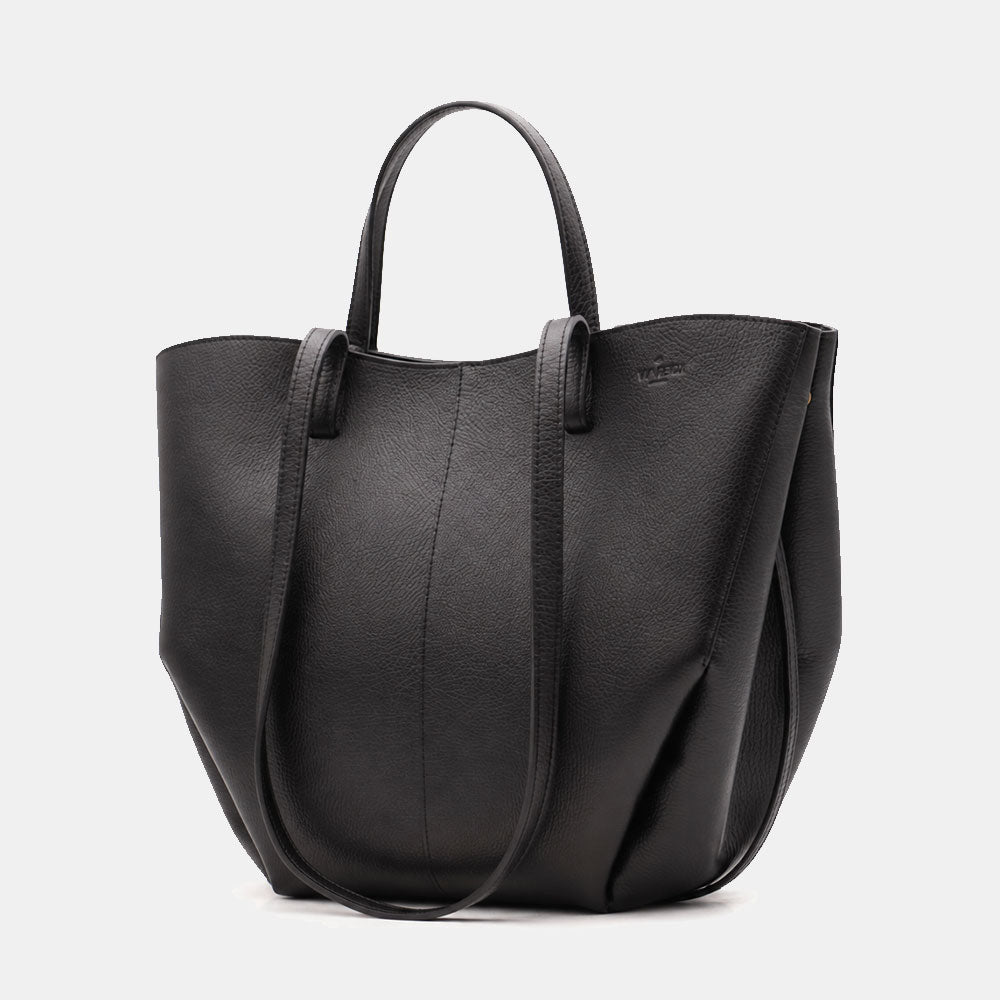 Borsa Doppio Manico a Mano e Spalla VIAVERDI in Pelle Nera Made in Italy linea Capalbio